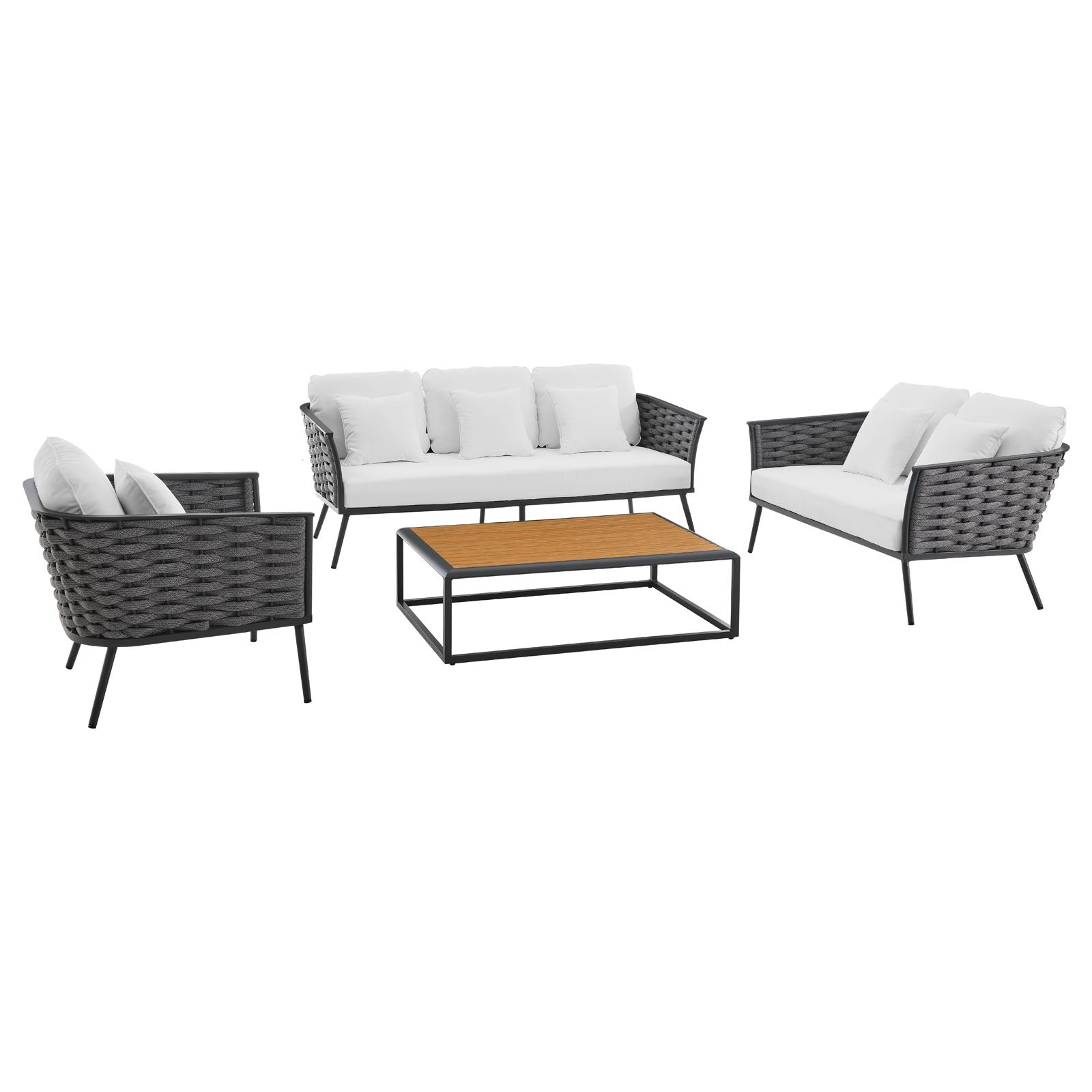 Modway Stance 4 Piece Outdoor Patio Aluminum Sectional Sofa Set-EEI-3161 | Outdoor Sofas, Loveseats & Sectionals | Modishstore