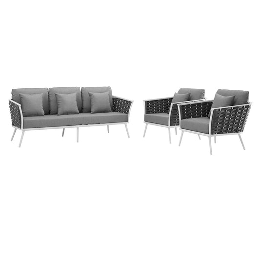 Stance 3 Piece Outdoor Patio Aluminum Sectional Sofa Set By Modway | Outdoor Patio | Modishstore
