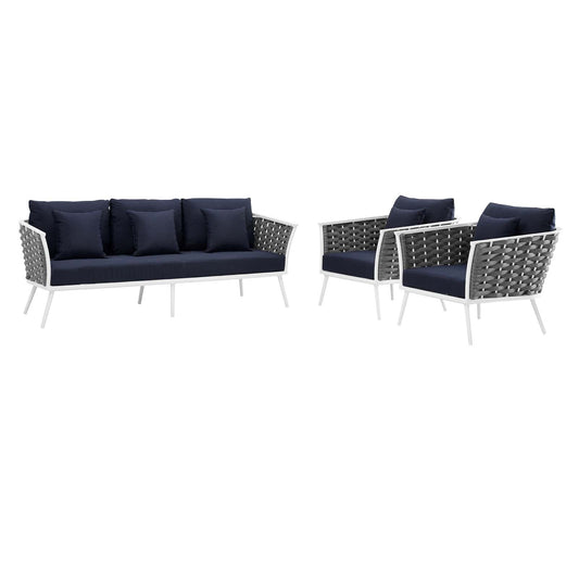 Stance 3 Piece Outdoor Patio Aluminum Sectional Sofa Set By Modway | Outdoor Patio | Modishstore-2