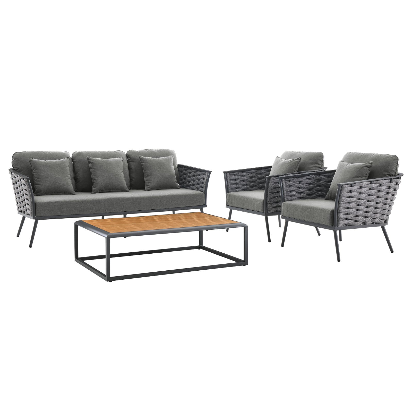 Modway Stance 4 Piece Outdoor Patio Aluminum Sectional Sofa Set | Outdoor Sofas, Loveseats & Sectionals | Modishstore-3