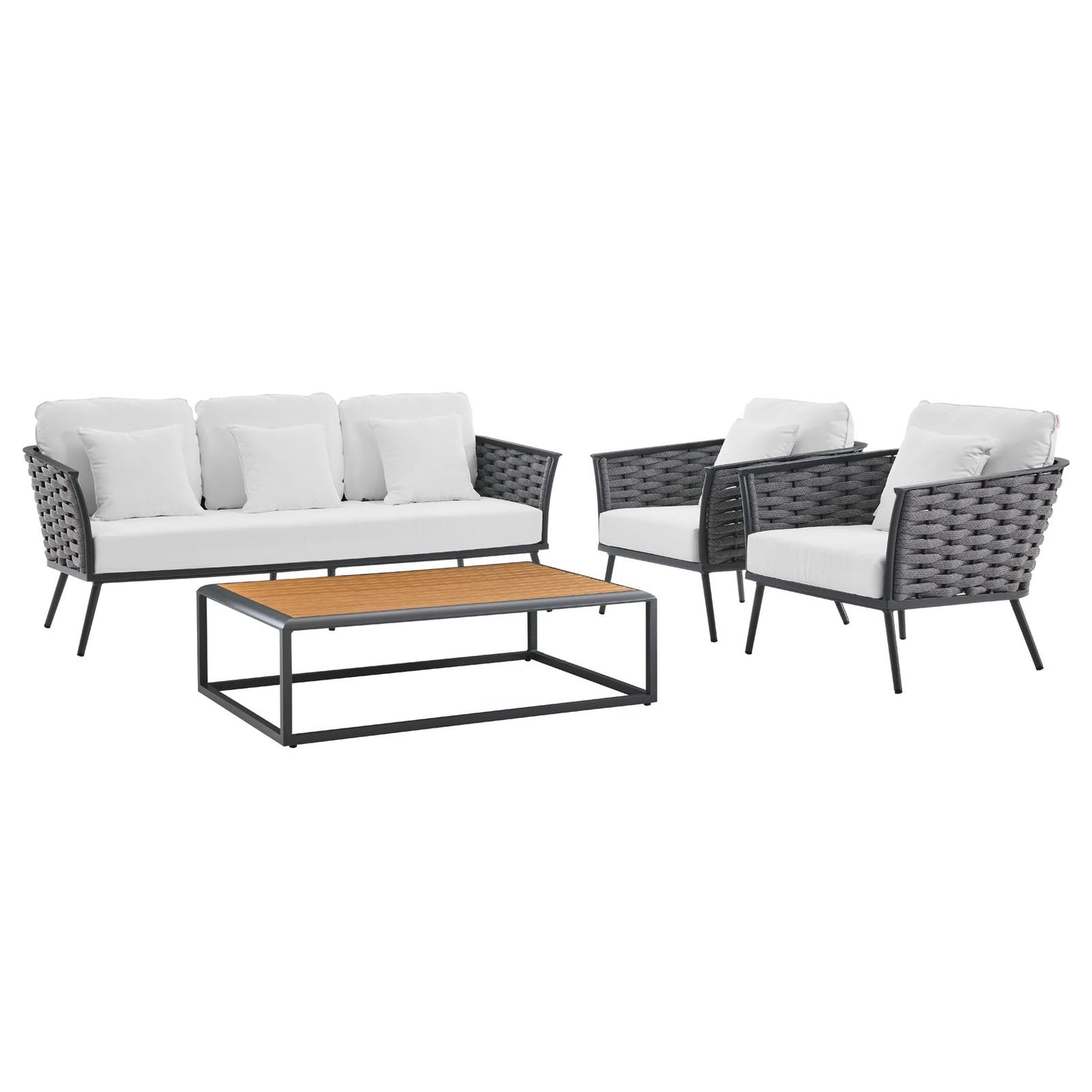 Modway Stance 4 Piece Outdoor Patio Aluminum Sectional Sofa Set | Outdoor Sofas, Loveseats & Sectionals | Modishstore-4