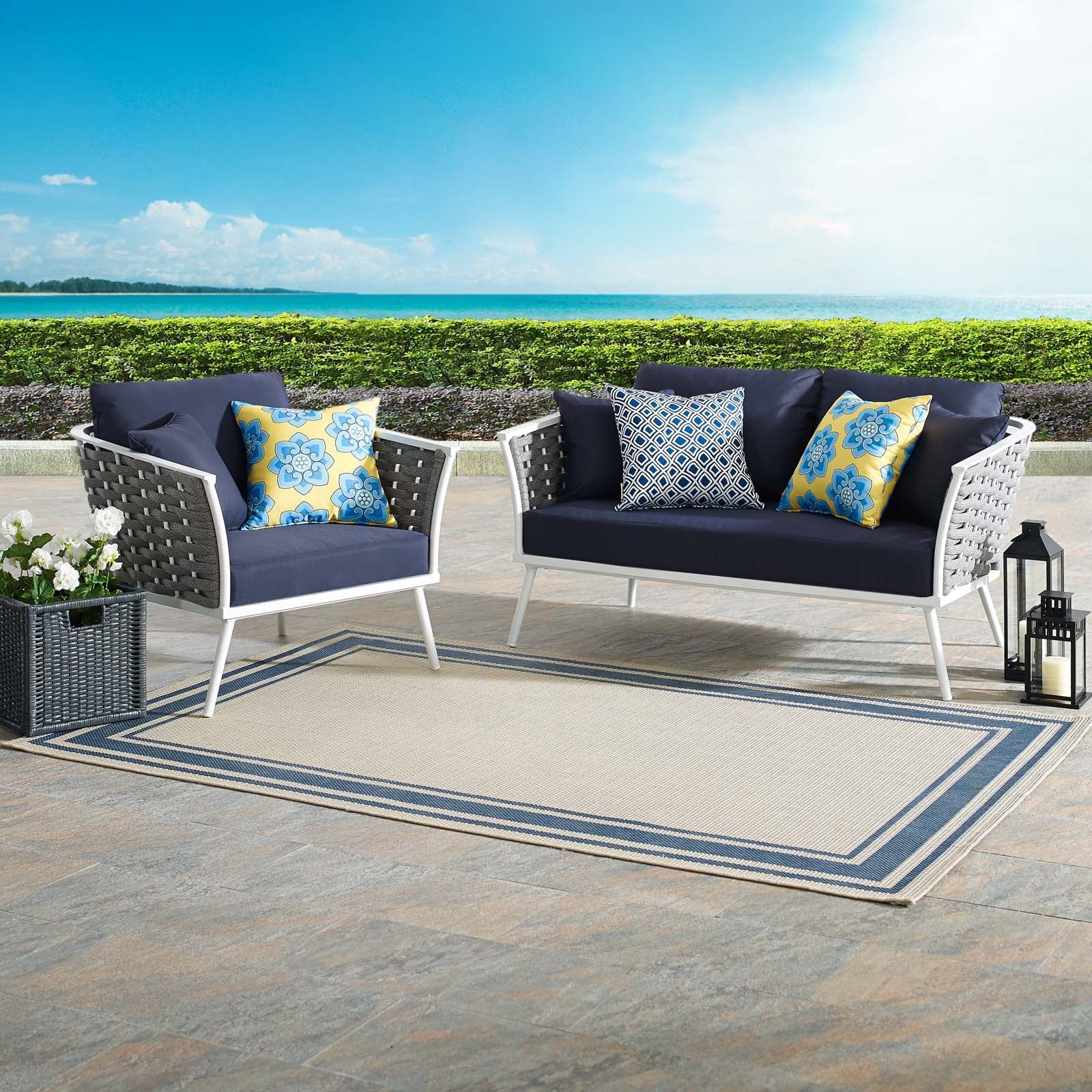 Modway Stance 2 Piece Outdoor Patio Aluminum Sectional Sofa Set | Outdoor Sofas, Loveseats & Sectionals | Modishstore-2