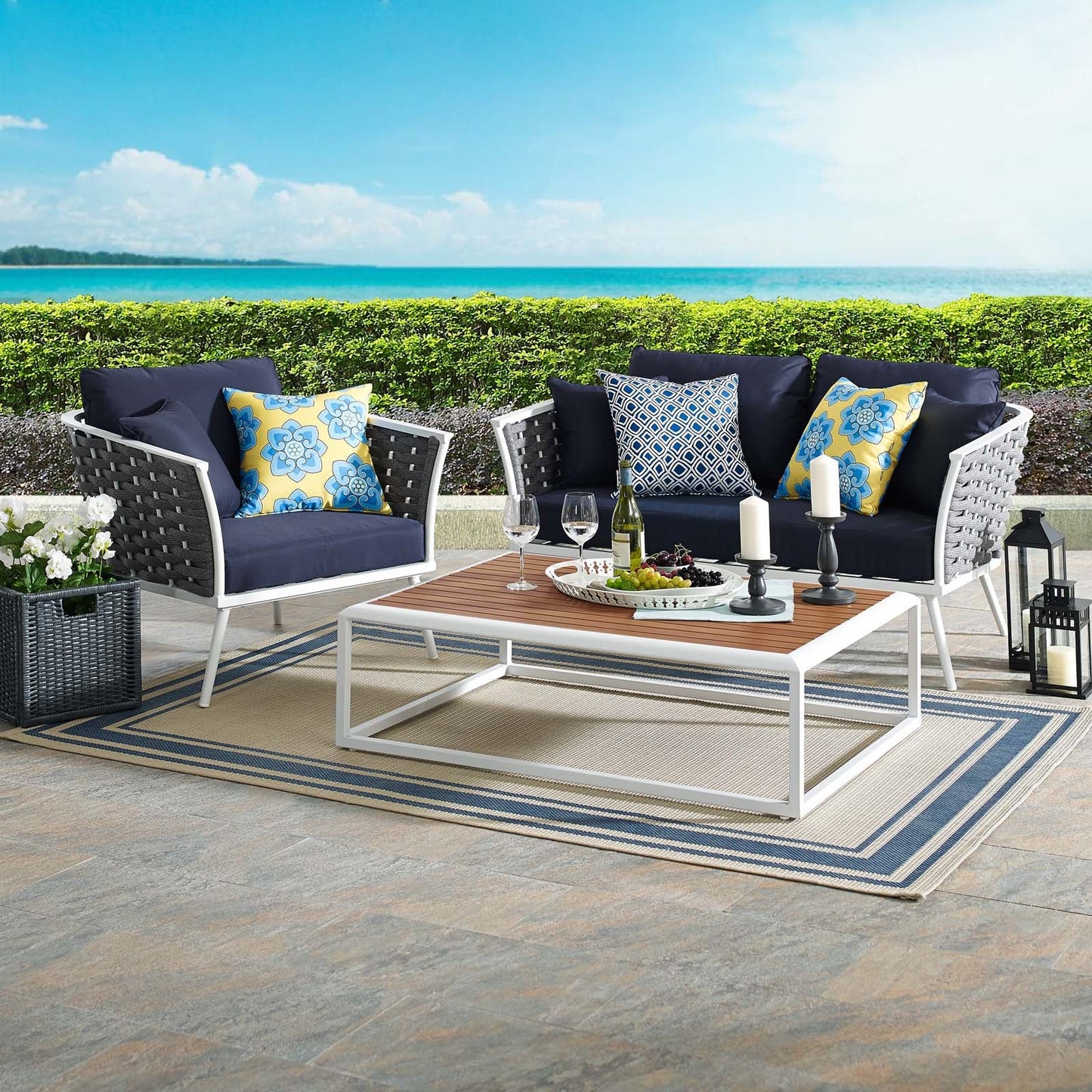 Modway Stance 3 Piece Outdoor Patio Aluminum Sectional Sofa Set | Outdoor Sofas, Loveseats & Sectionals | Modishstore-2