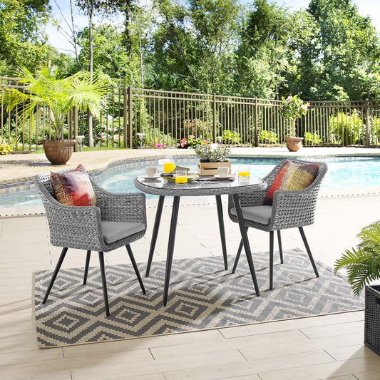 Modway Endeavor 3 Piece Outdoor Patio Wicker Rattan Dining Set | Outdoor Dining Set
