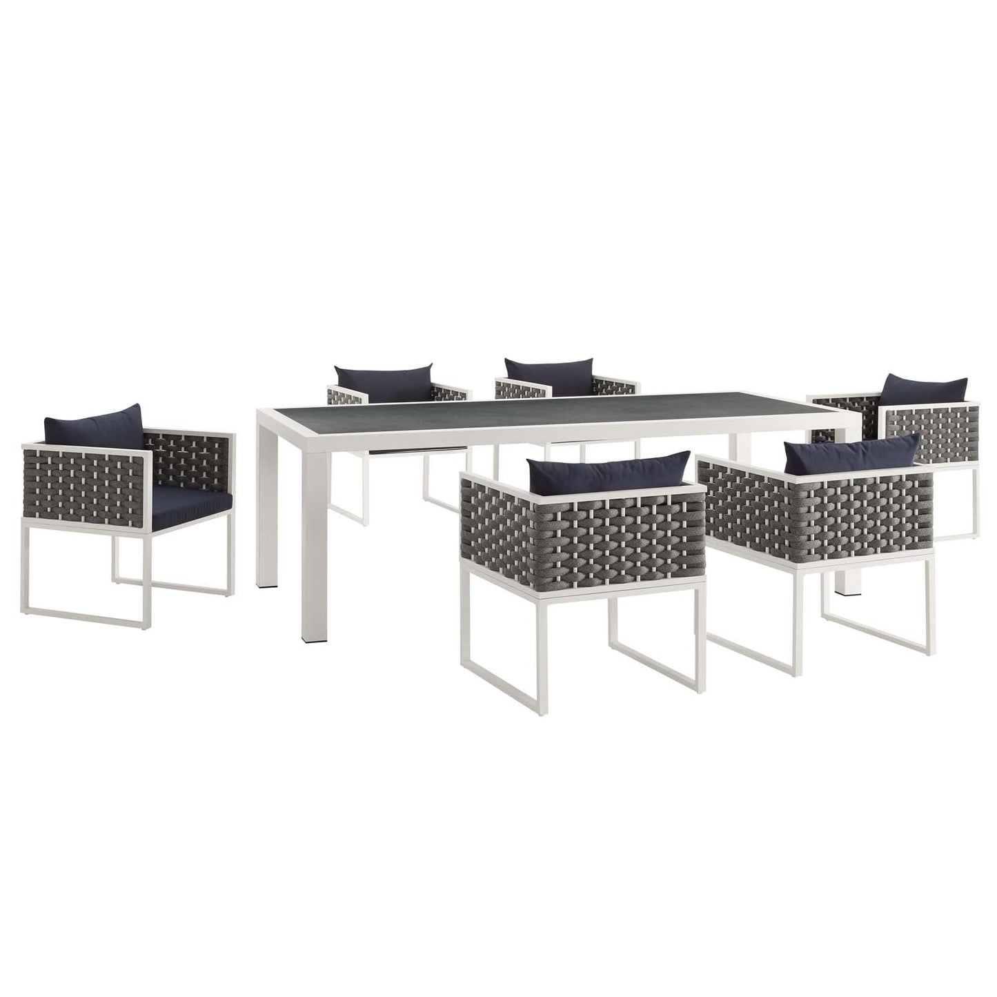 Modway Stance 7 Piece Outdoor Patio Aluminum Dining Set | Dining Sets | Modishstore-2