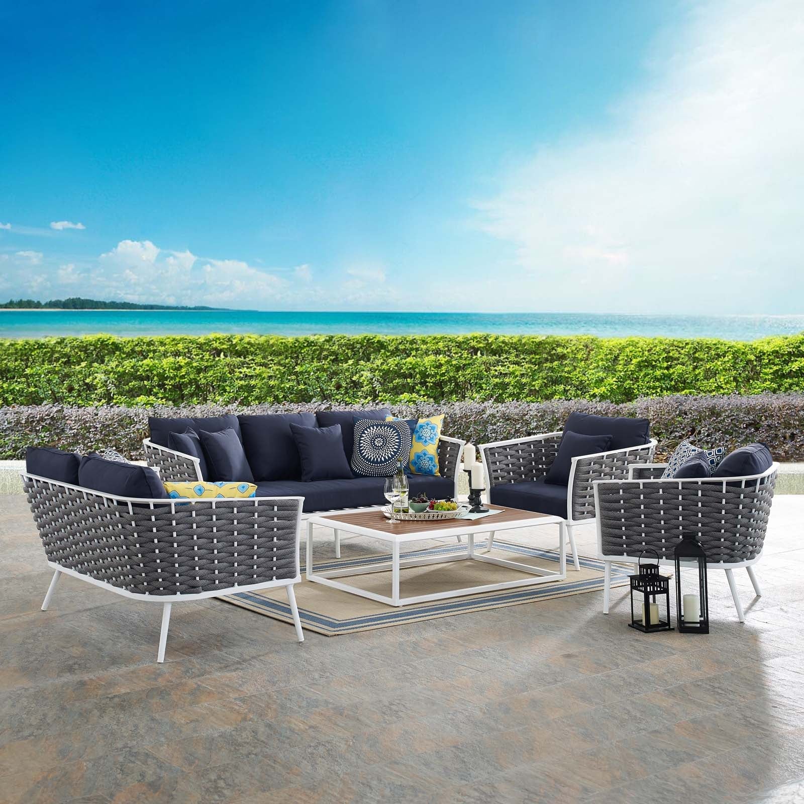 Modway Stance 5 Piece Outdoor Patio Aluminum Sectional Sofa Set | Outdoor Sofas, Loveseats & Sectionals | Modishstore-2