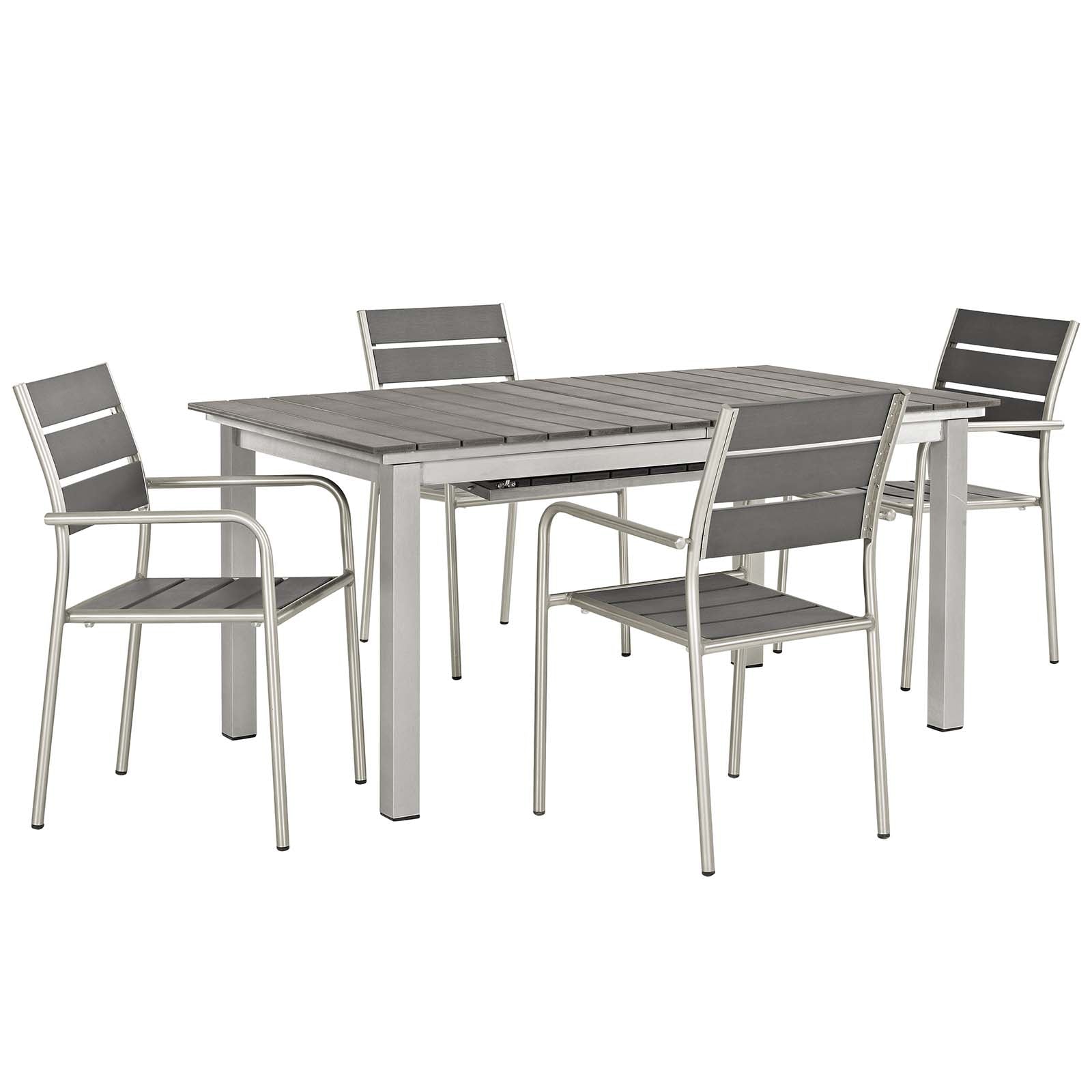 Modway Shore 5 Piece Outdoor Patio Aluminum Outdoor Dining Set | Outdoor Dining Set | Modishstore