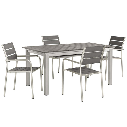 Modway Shore 5 Piece Outdoor Patio Aluminum Outdoor Dining Set | Outdoor Dining Set | Modishstore