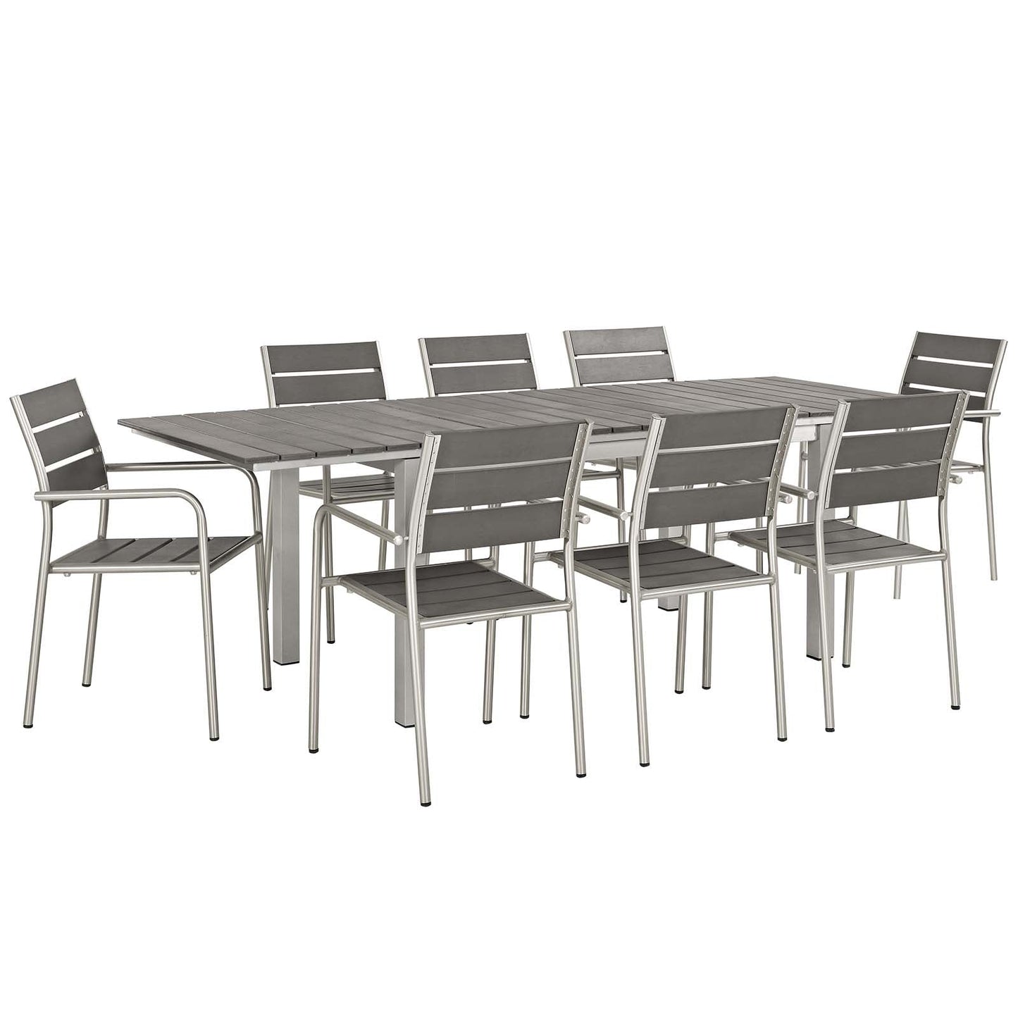 Modway Shore 9 Piece Outdoor Patio Aluminum Outdoor Dining Set | Outdoor Dining Set | Modishstore