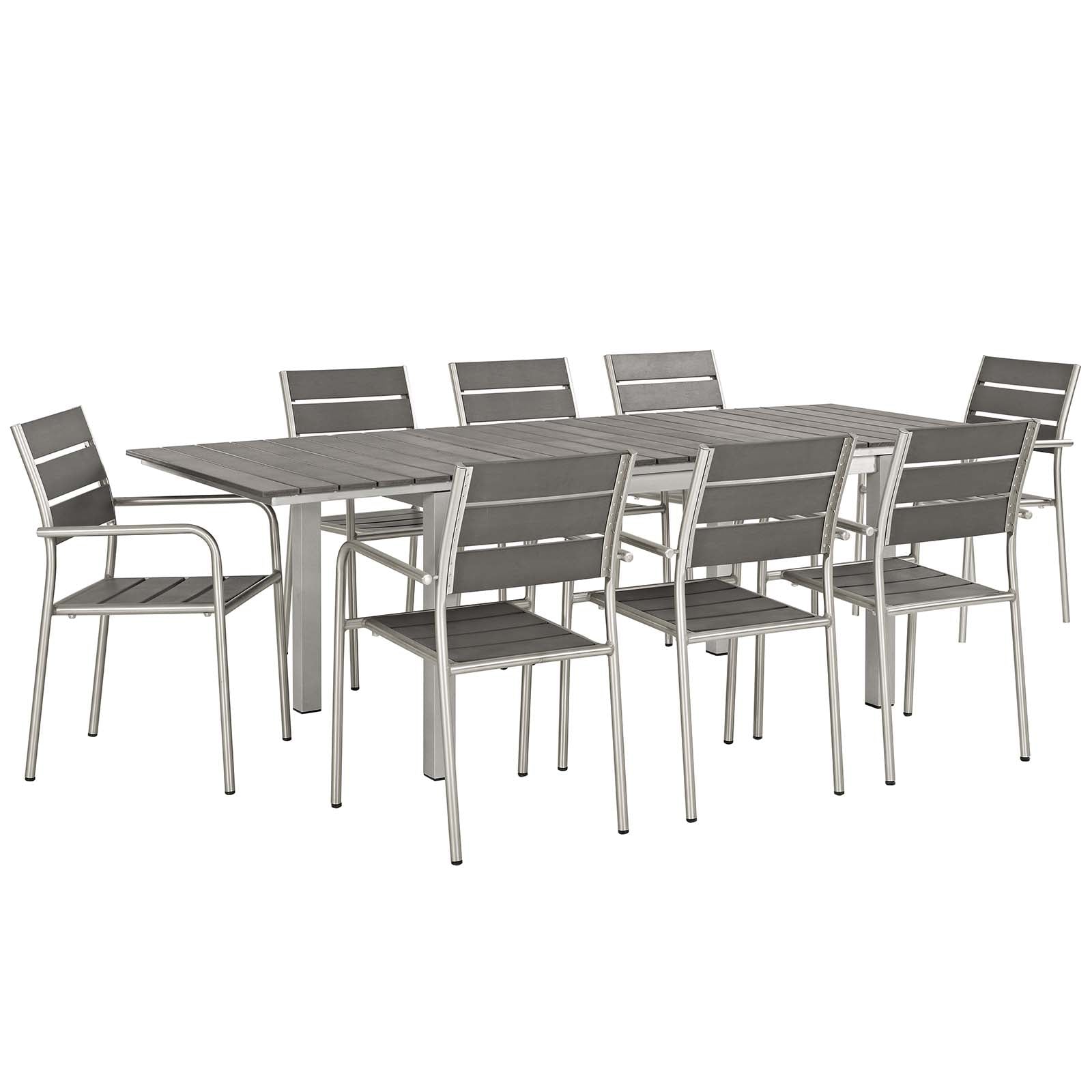 Modway Shore 9 Piece Outdoor Patio Aluminum Outdoor Dining Set | Outdoor Dining Set | Modishstore