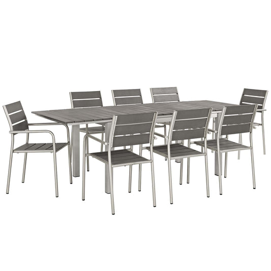 Modway Shore 9 Piece Outdoor Patio Aluminum Outdoor Dining Set | Outdoor Dining Set | Modishstore