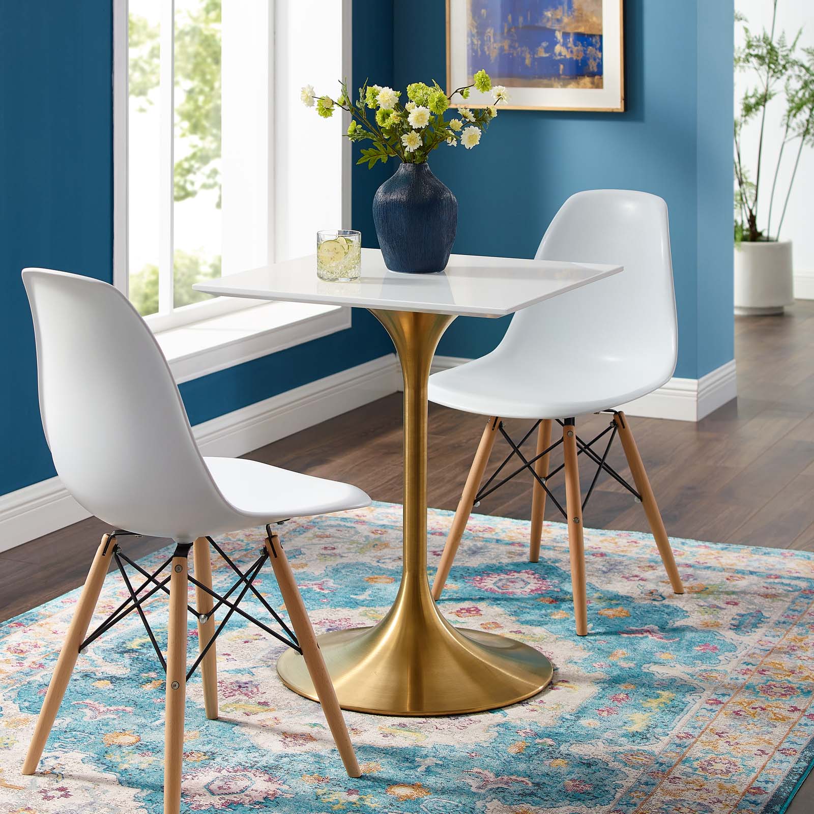 Modway Lippa 24" Square Dining Table in Gold White | Dining Tables | Modishstore