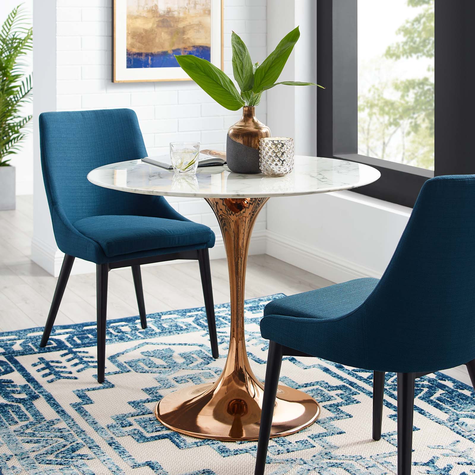 Lippa 36" Round Artificial Marble Dining Table By Modway - EEI-3223 | Dining Tables