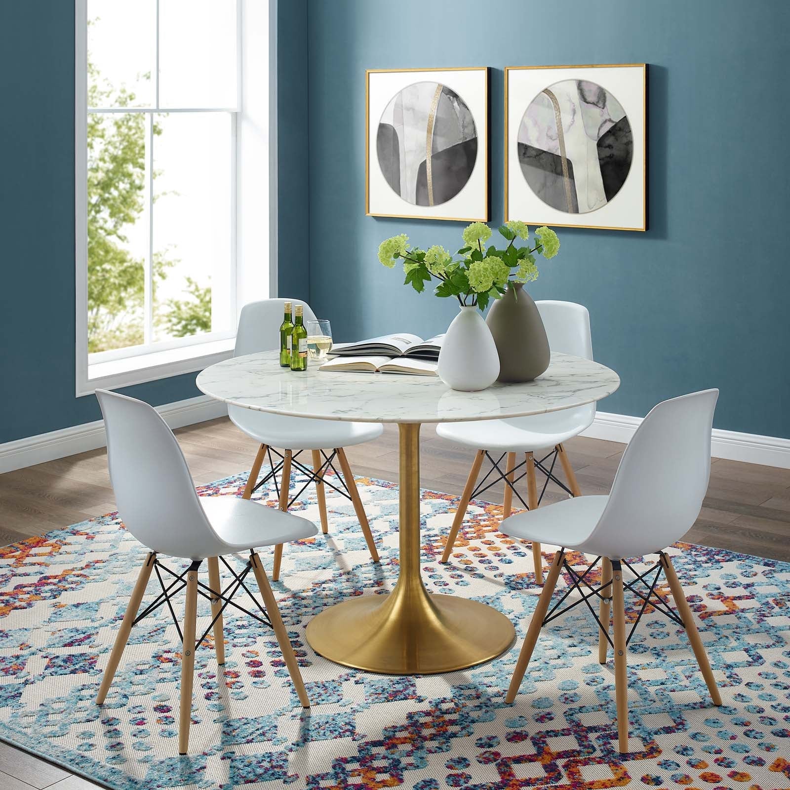 Modway Lippa 47" Round Artificial Marble Dining Table | Dining Tables | Modishstore