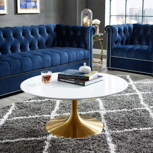 Modway Lippa 36" Coffee Table In Gold White | Coffee Tables | Modishstore