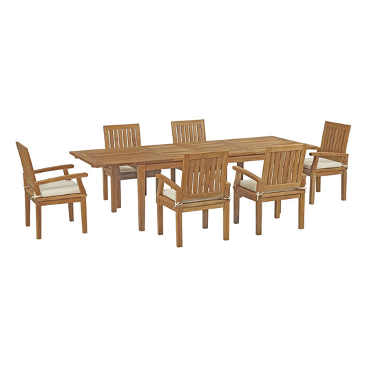 Modway Marina 7 Piece Outdoor Patio Teak Outdoor Dining Set-EEI-3279 | Outdoor Dining Set | Modishstore