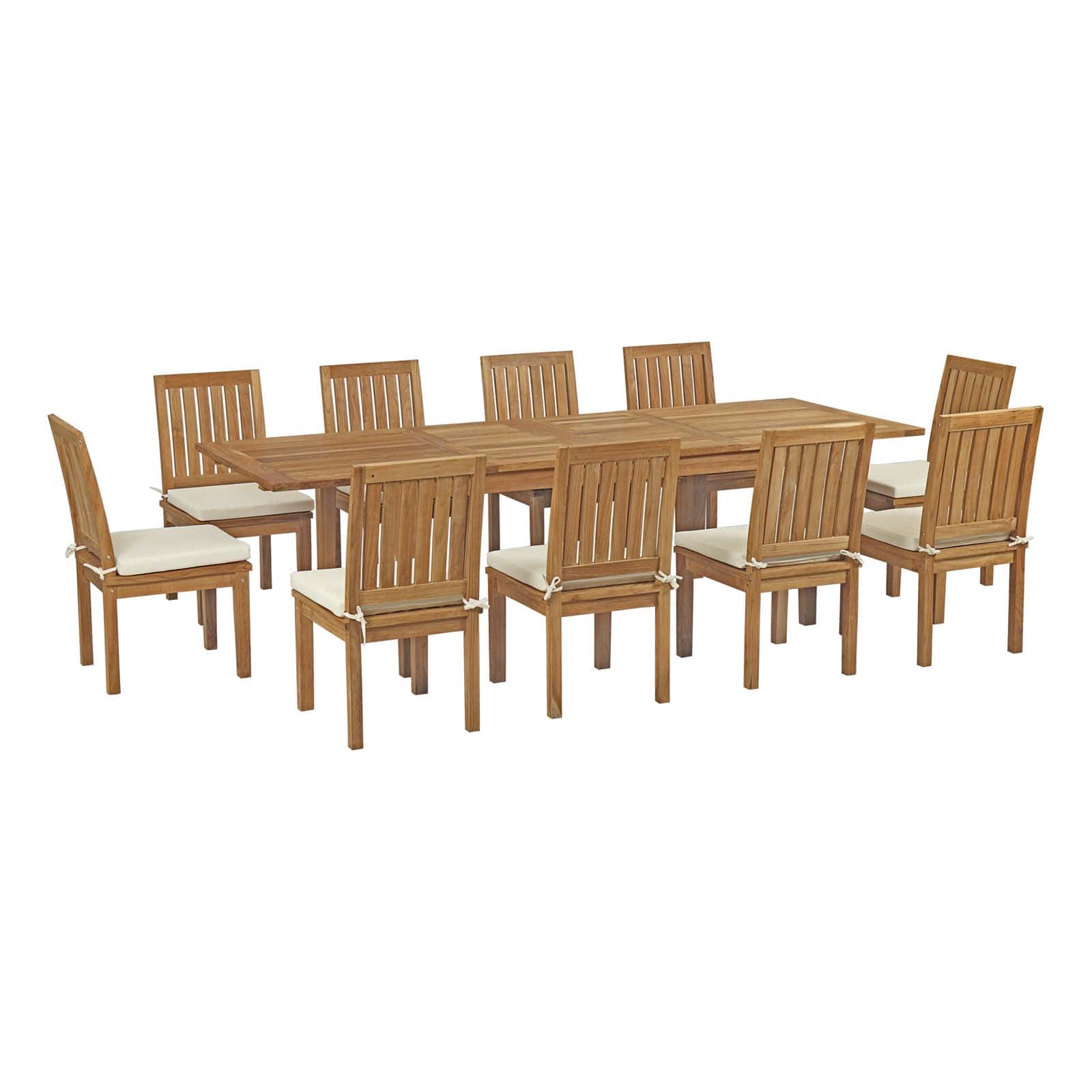 Modway Marina 11 Piece Outdoor Patio Teak Outdoor Dining Set | Outdoor Dining Set | Modishstore