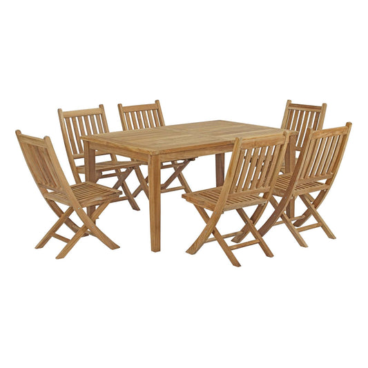 Modway Marina 7 Piece Outdoor Patio Teak Outdoor Dining Set | Outdoor Dining Set | Modishstore