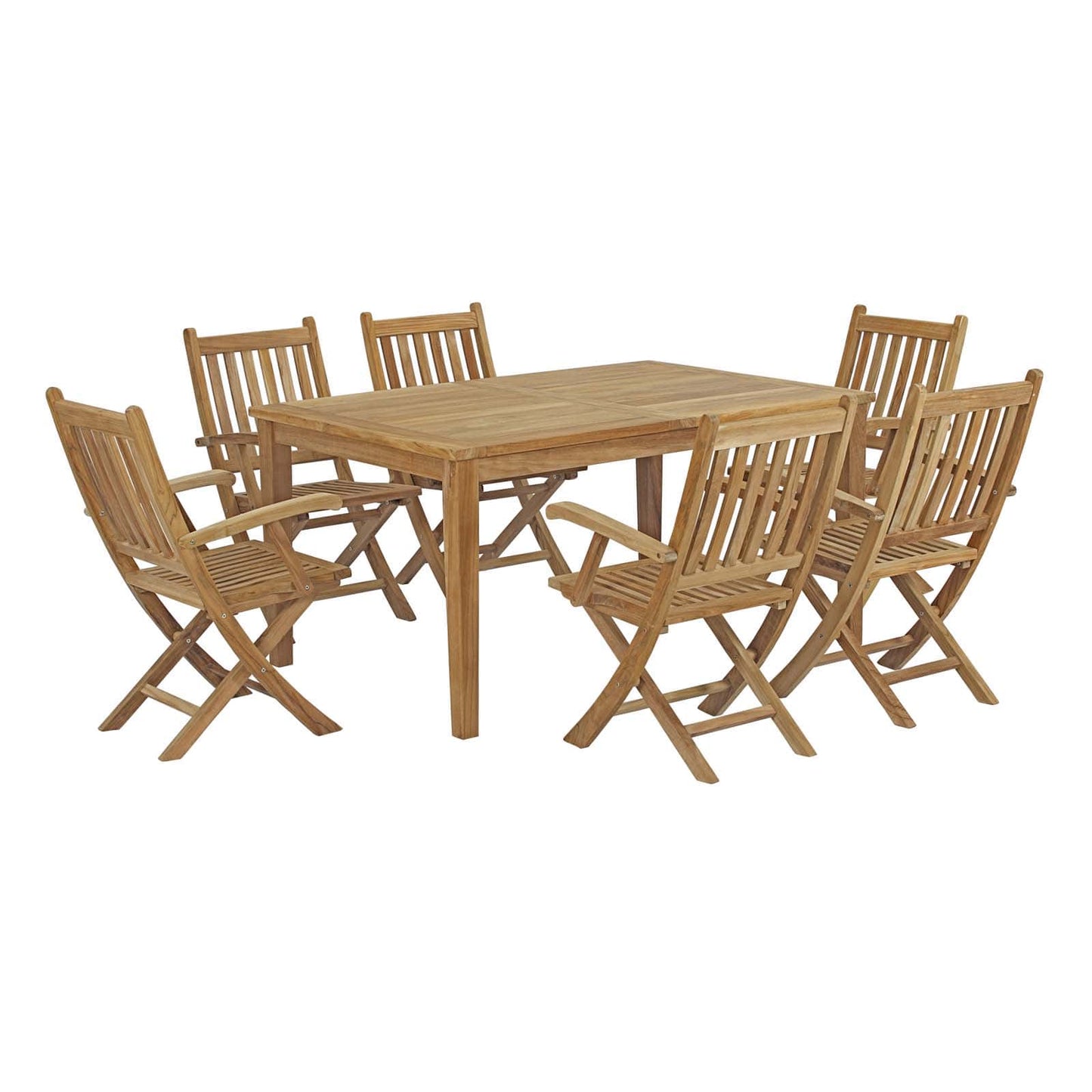 Modway Marina 7 Piece Outdoor Patio Teak Outdoor Dining Set | Outdoor Dining Set | Modishstore