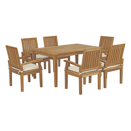 Modway Marina 7 Piece Outdoor Patio Teak Outdoor Dining Set-EEI-3292 | Outdoor Dining Set | Modishstore