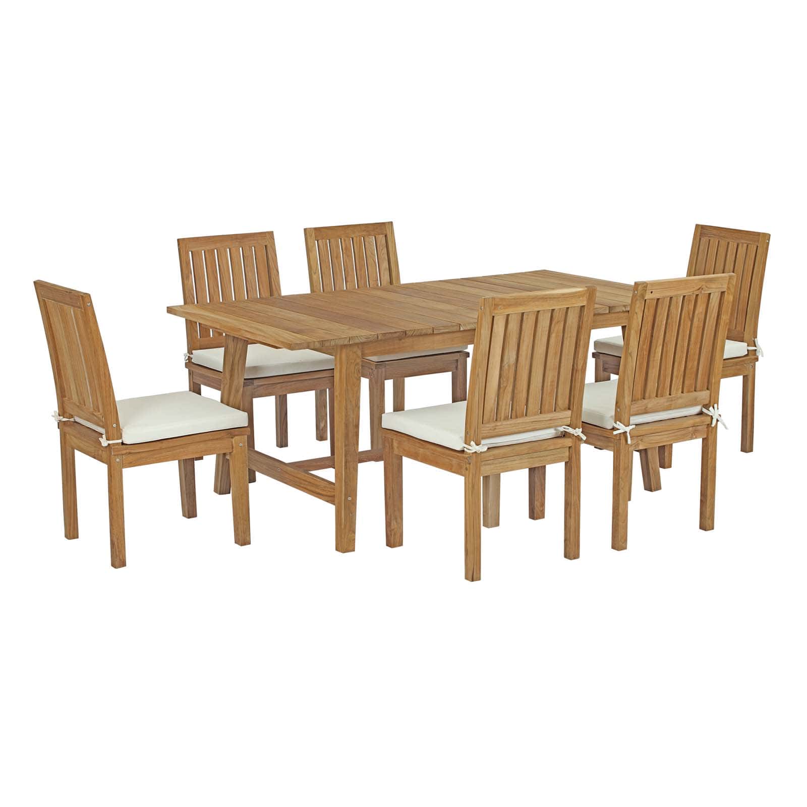 Modway Marina 7 Piece Outdoor Patio Teak Outdoor Dining Set-EEI-3296 | Outdoor Dining Set | Modishstore