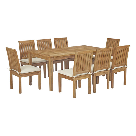 Modway Marina 9 Piece Outdoor Patio Teak Outdoor Dining Set-EEI-3315 | Outdoor Dining Set | Modishstore