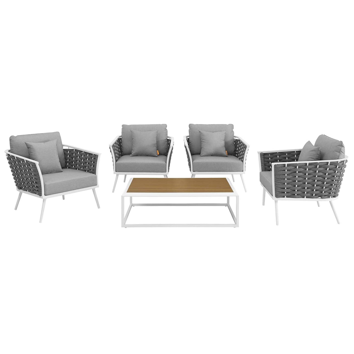 Modway Stance 5 Piece Outdoor Patio Aluminum Sectional Sofa Set | Outdoor Sofas, Loveseats & Sectionals | Modishstore