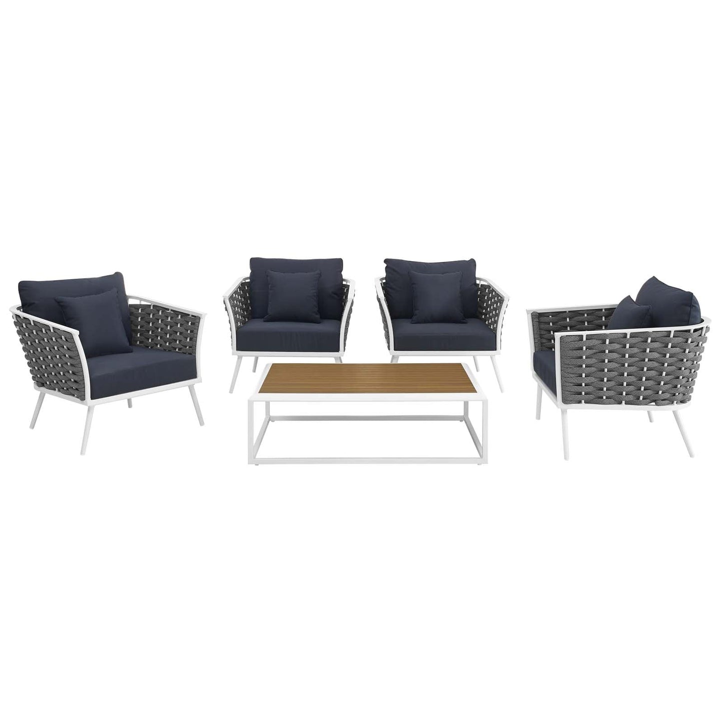Modway Stance 5 Piece Outdoor Patio Aluminum Sectional Sofa Set | Outdoor Sofas, Loveseats & Sectionals | Modishstore-4