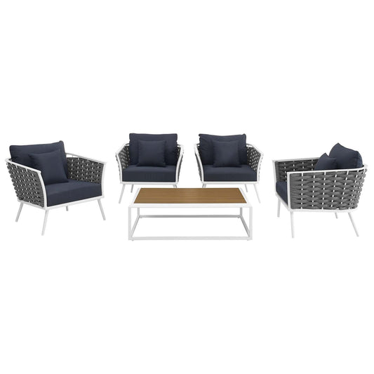 Modway Stance 5 Piece Outdoor Patio Aluminum Sectional Sofa Set | Outdoor Sofas, Loveseats & Sectionals | Modishstore-4