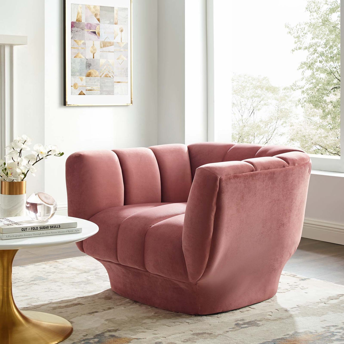 Modway Entertain Vertical Channel Tufted Performance Velvet Armchair | Armchairs | 