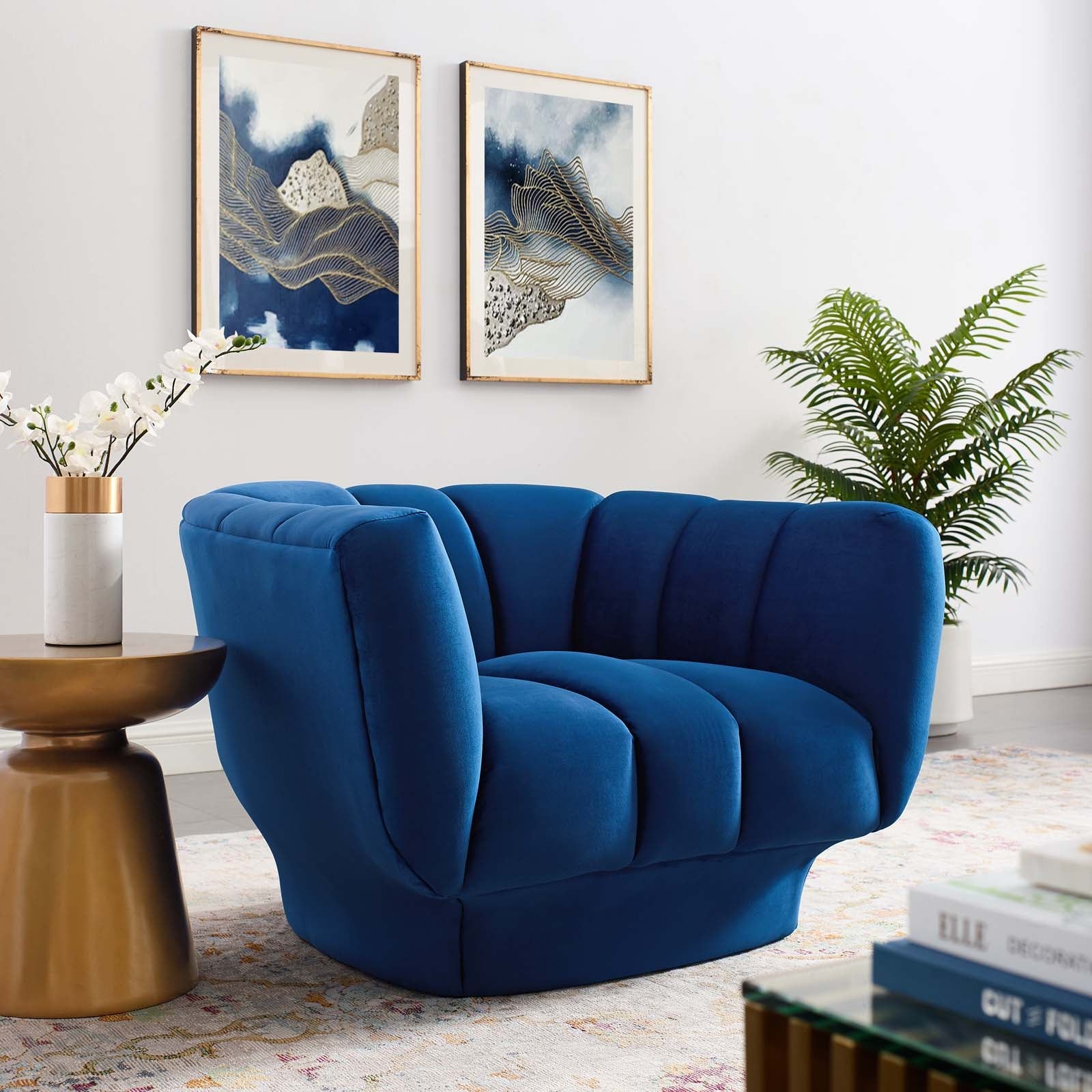 Modway Entertain Vertical Channel Tufted Performance Velvet Armchair | Armchairs