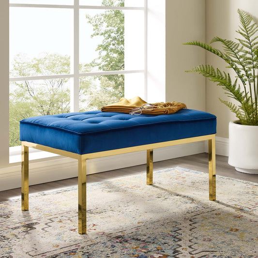 Modway Loft Gold Stainless Steel Leg Medium Performance Velvet Bench | Stools & Benches | Modishstore-2