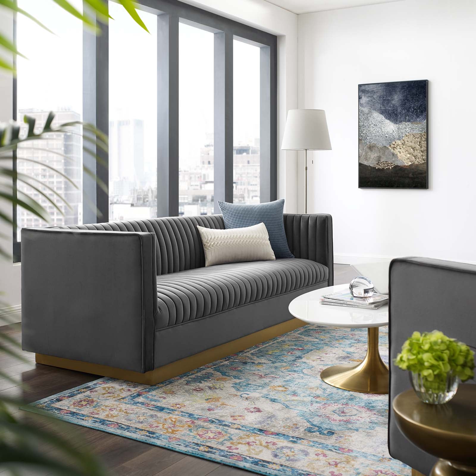 Modway Sanguine Vertical Channel Tufted Performance Velvet Sofa | Sofas | Modishstore