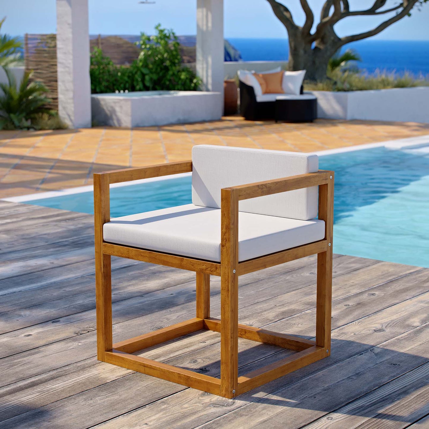 Modway Newbury Accent Outdoor Patio Premium Grade A Teak Wood Armchair | Armchairs | Modishstore
