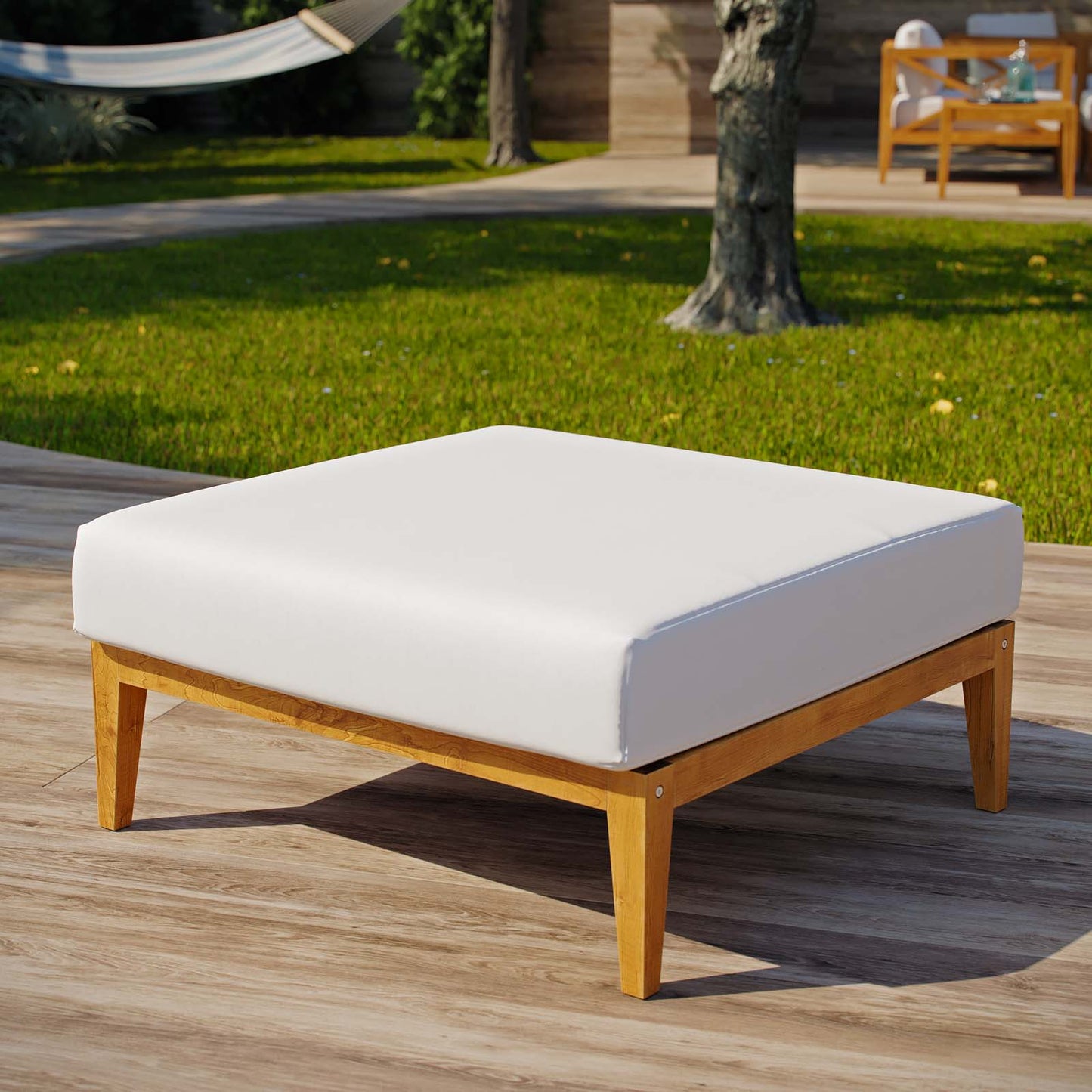 Modway Northlake Outdoor Patio Premium Grade A Teak Wood Ottoman | Outdoor Ottoman | Modishstore