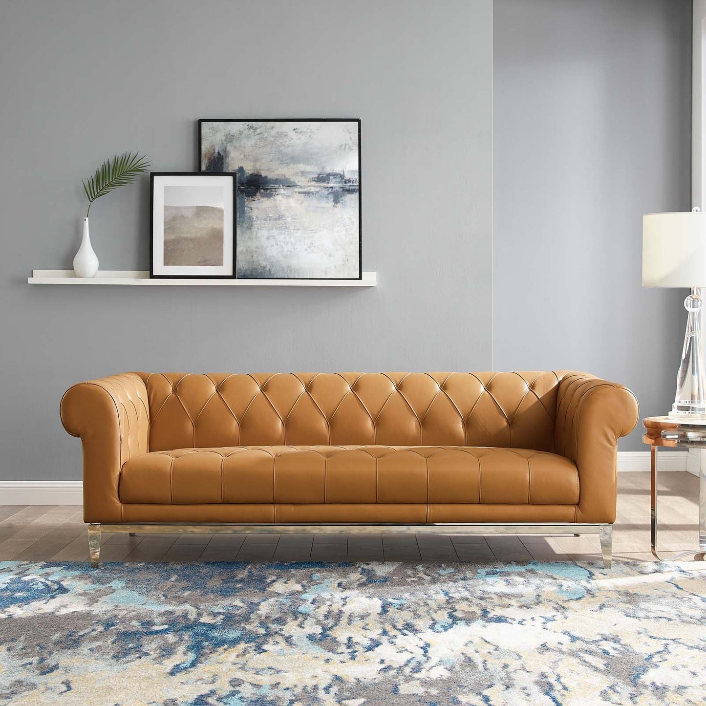 Modway Idyll Tufted Button Upholstered Leather Chesterfield Sofa | Sofas | 
