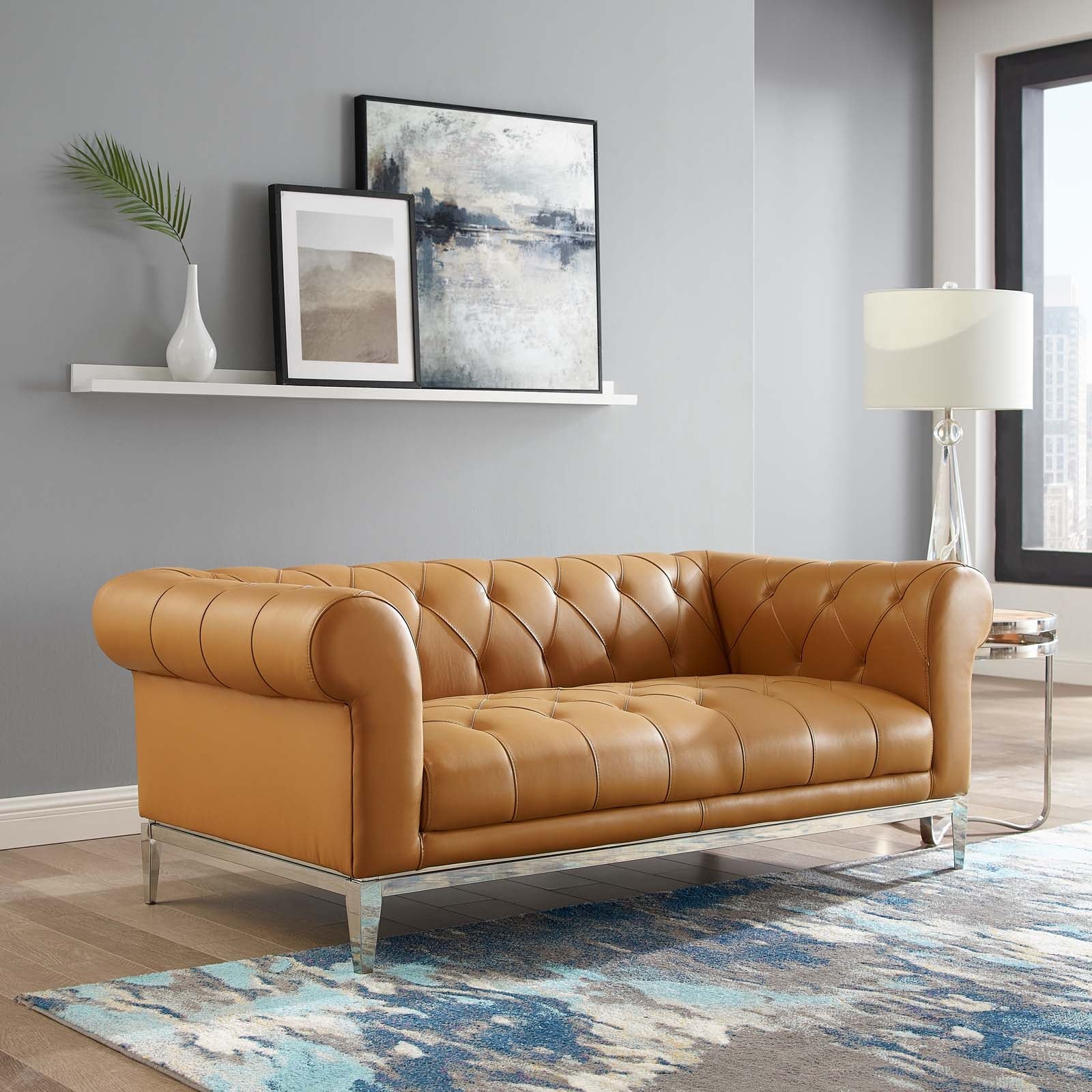 Modway Idyll Tufted Button Upholstered Leather Chesterfield Loveseat | Loveseats | 