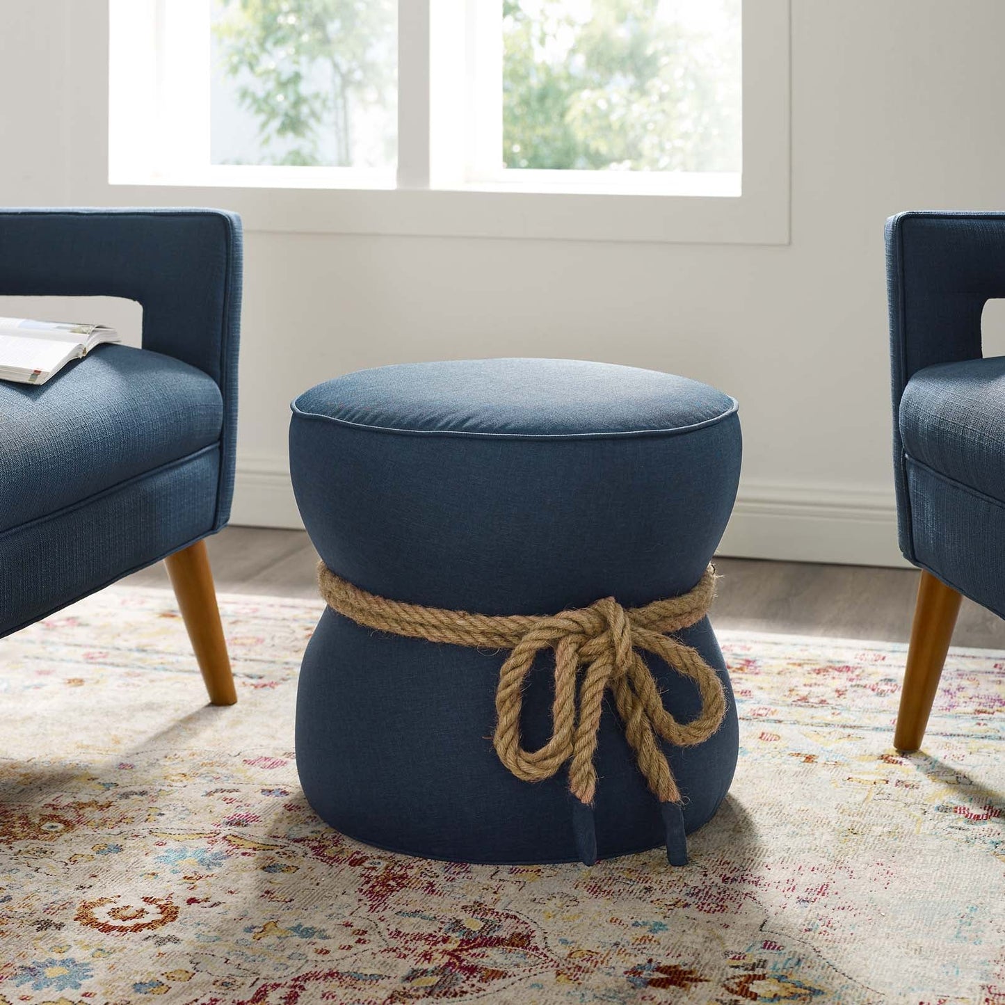 Modway Beat Nautical Rope Upholstered Fabric Ottoman | Ottomans | 