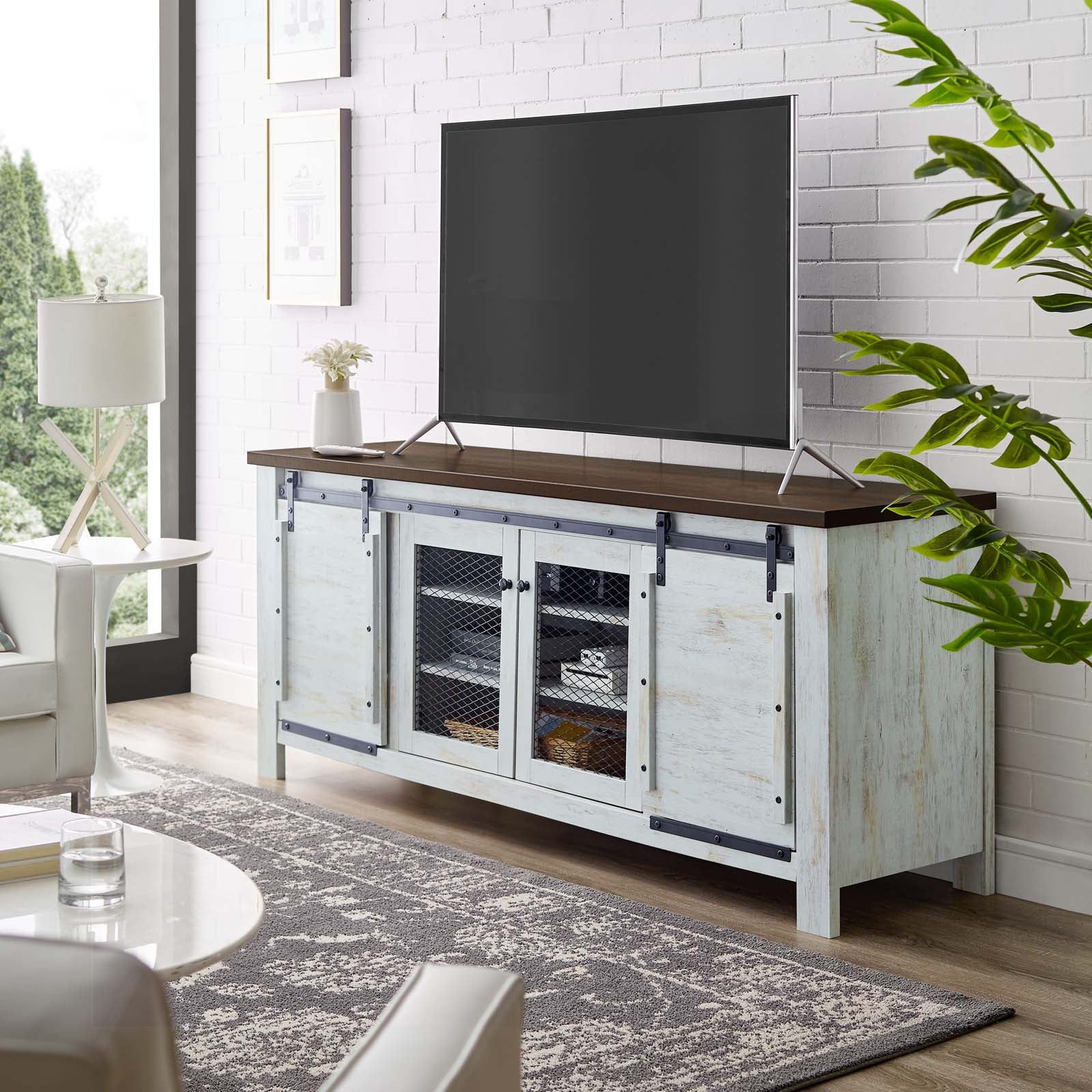 Modway Bennington 70" Rustic Sliding Door Buffet Table Sideboard | Sideboards
