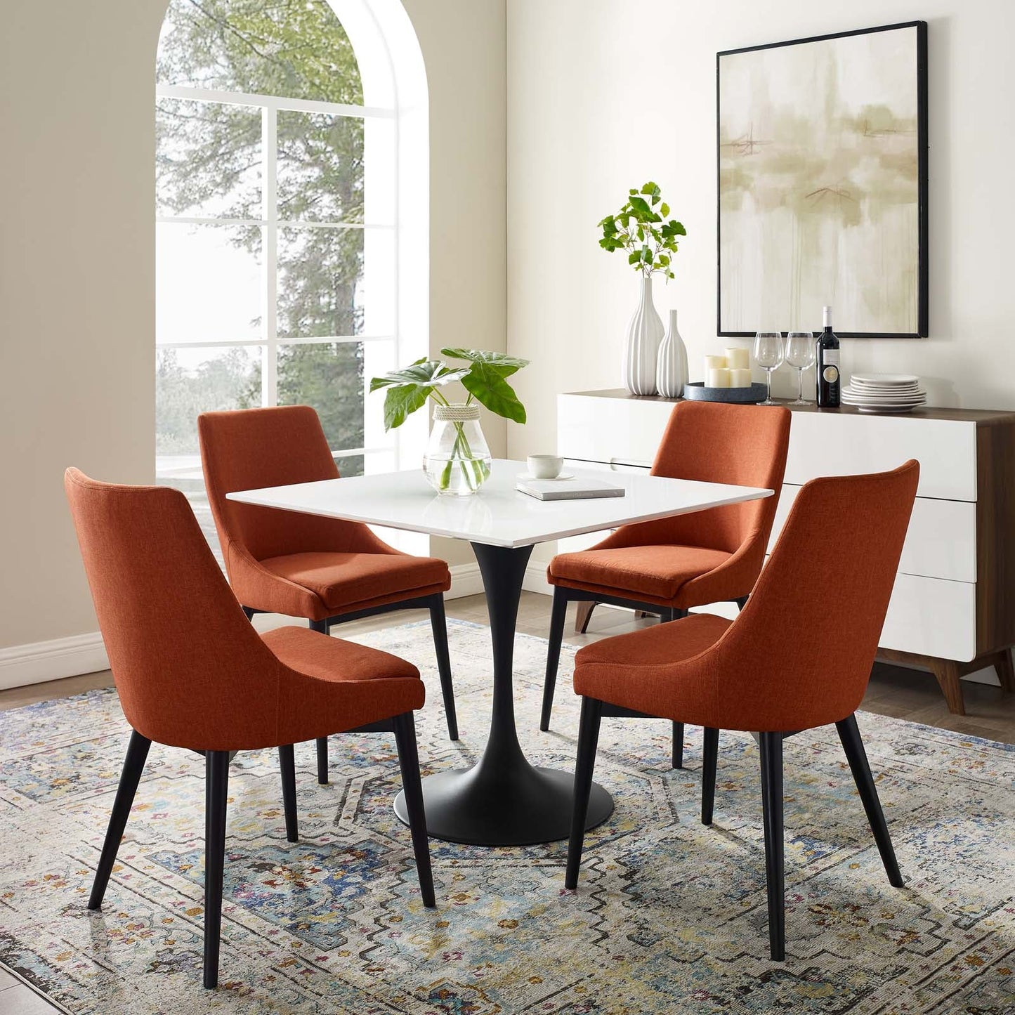 Modway Lippa 36" Square Wood Top Dining Table in White | Dining Tables | Modishstore