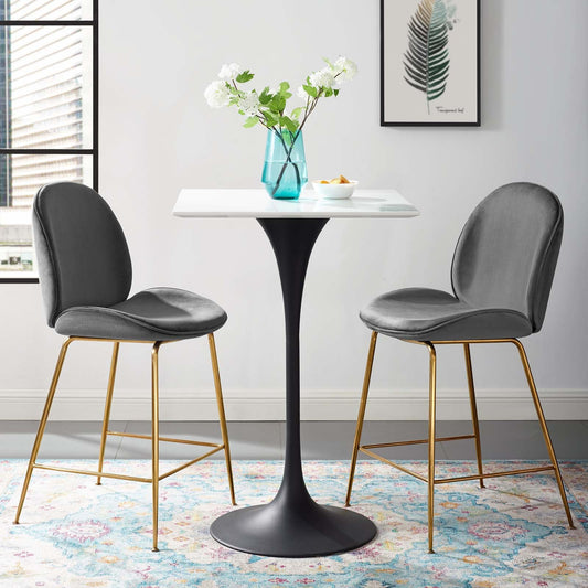 Modway Lippa 28" Square Wood Top Bar Table in White | Bar Table | Modishstore