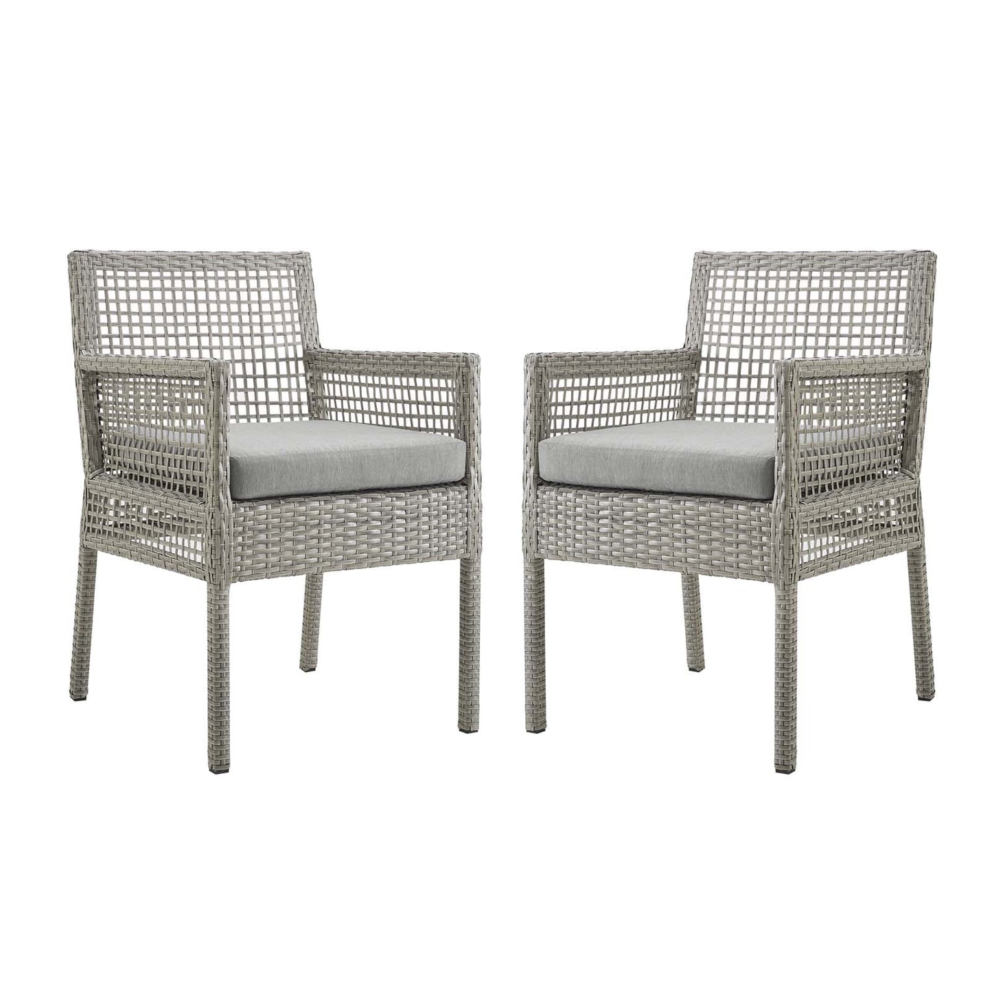 Modway Aura Dining Armchair Outdoor Patio Wicker Rattan Set of 2 | Outdoor Chairs | 