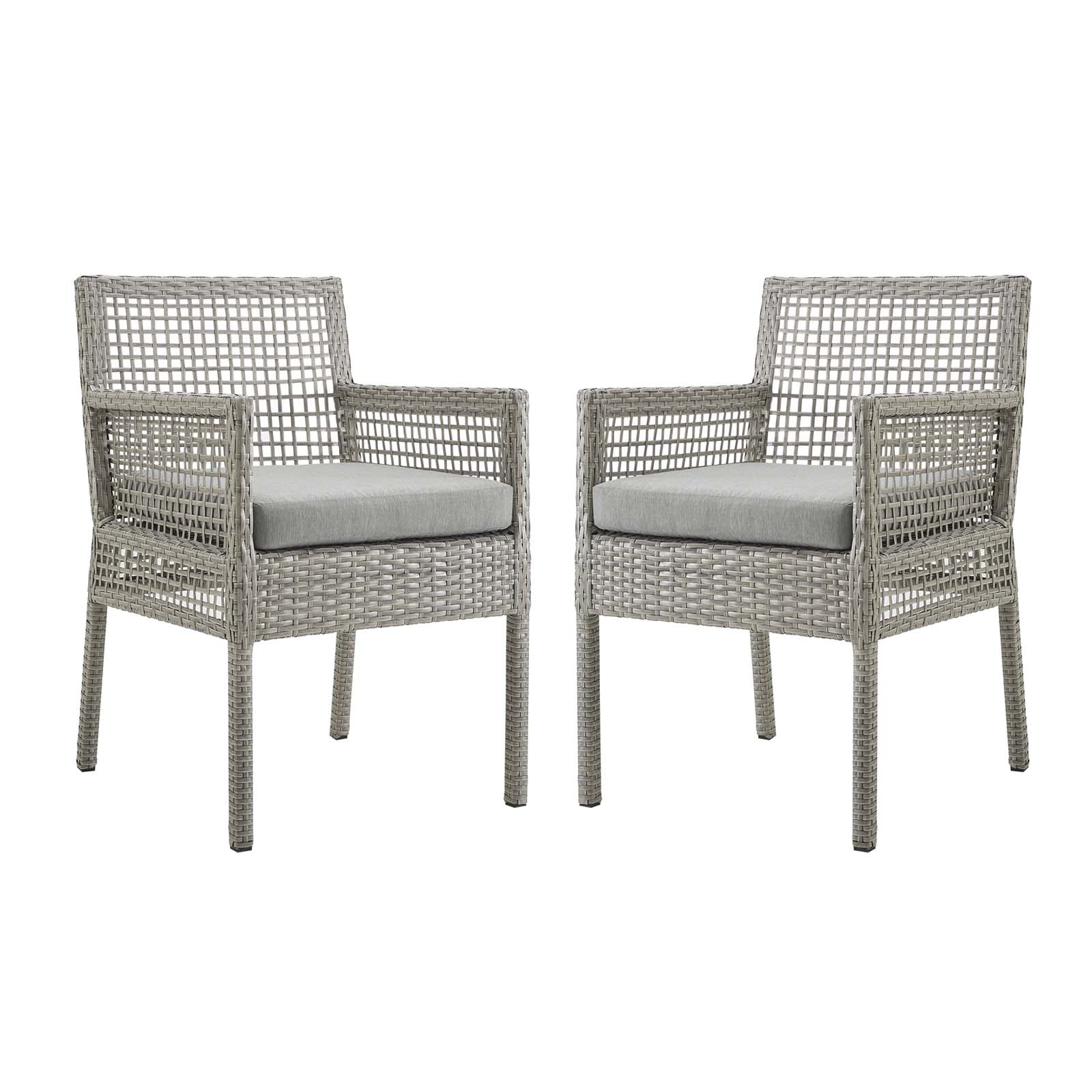 Modway Aura Dining Armchair Outdoor Patio Wicker Rattan Set of 2 | Outdoor Chairs | 