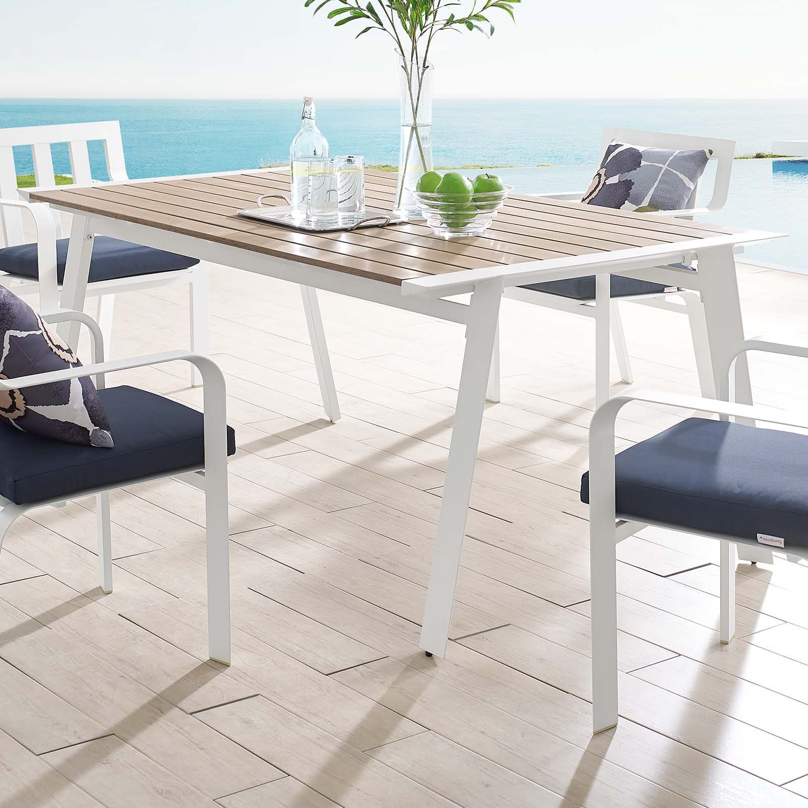 Modway Roanoke 73" Outdoor Patio Aluminum Dining Table | Dining Tables | Modishstore