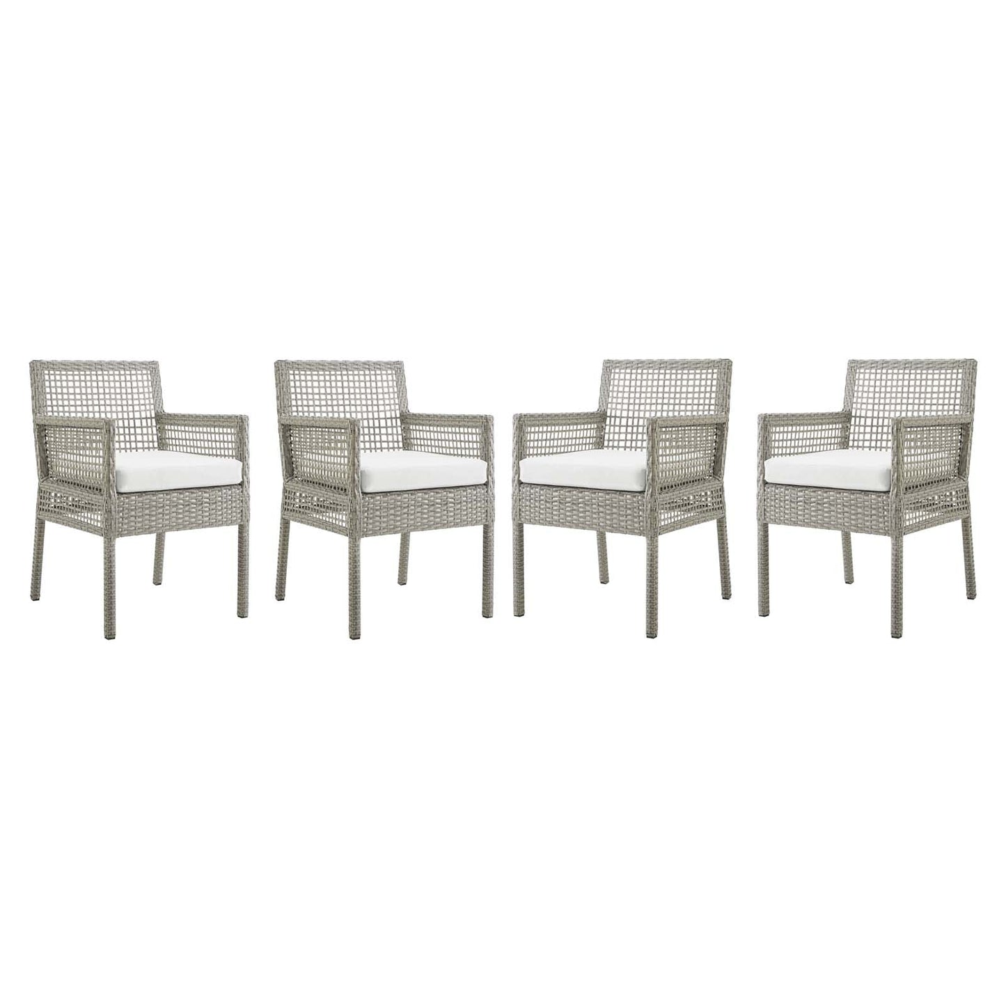 Modway Aura Dining Armchair Outdoor Patio Wicker Rattan Set of 4 | Dining Chairs | 