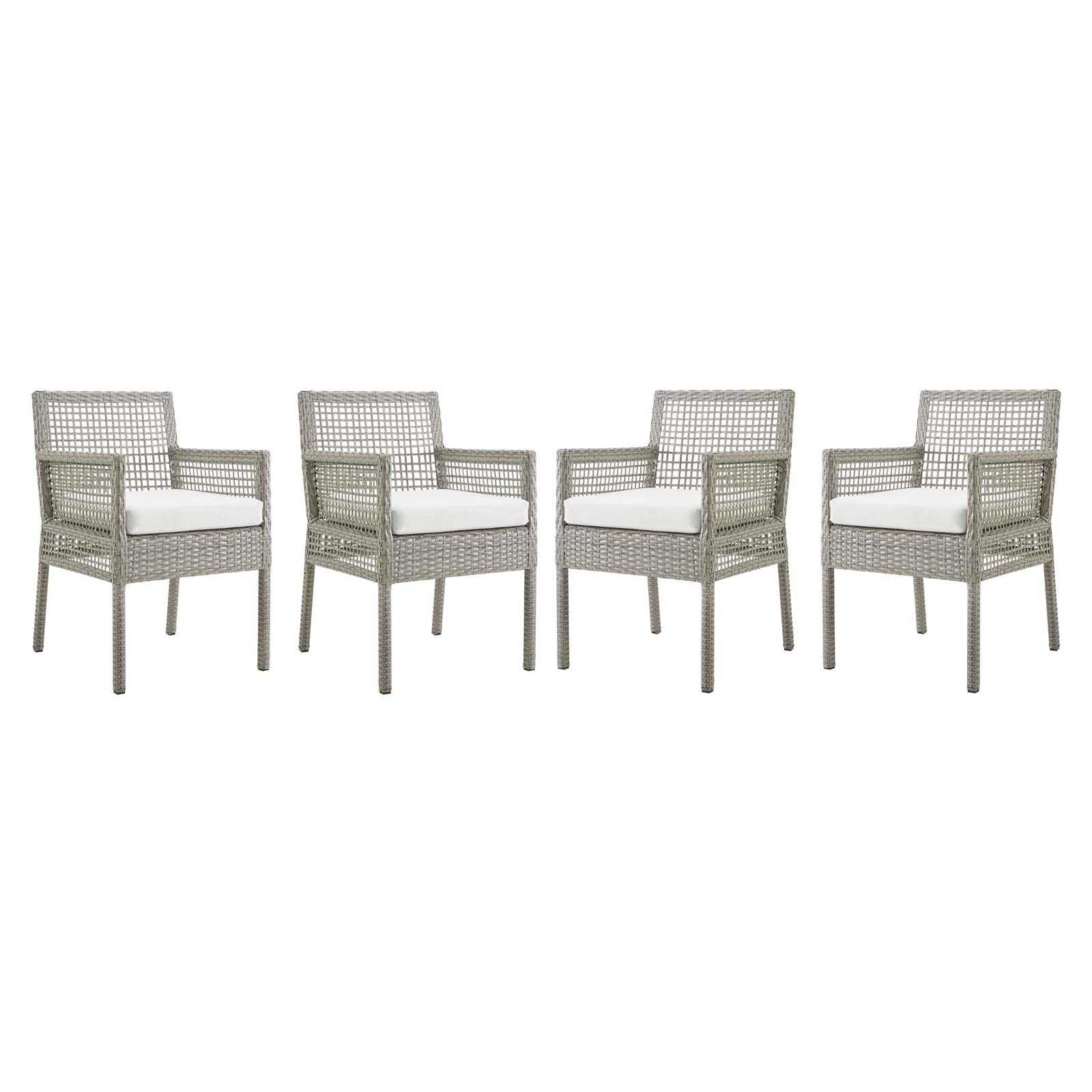 Modway Aura Dining Armchair Outdoor Patio Wicker Rattan Set of 4 | Dining Chairs | 