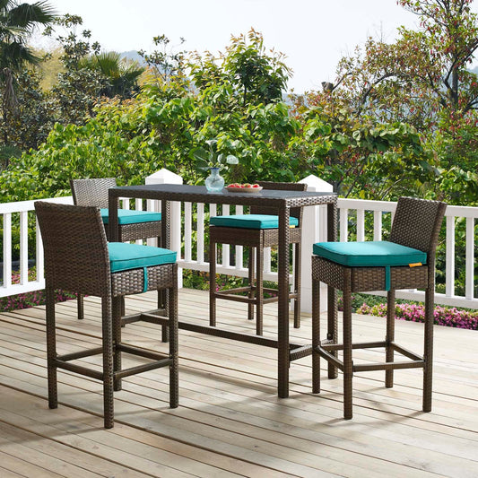 Modway Conduit Bar Stool Outdoor Patio Wicker Rattan Set of 4 | Bar Stools | 