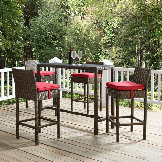 Modway Conduit Bar Stool Outdoor Patio Wicker Rattan Set of 4 | Bar Stools | 