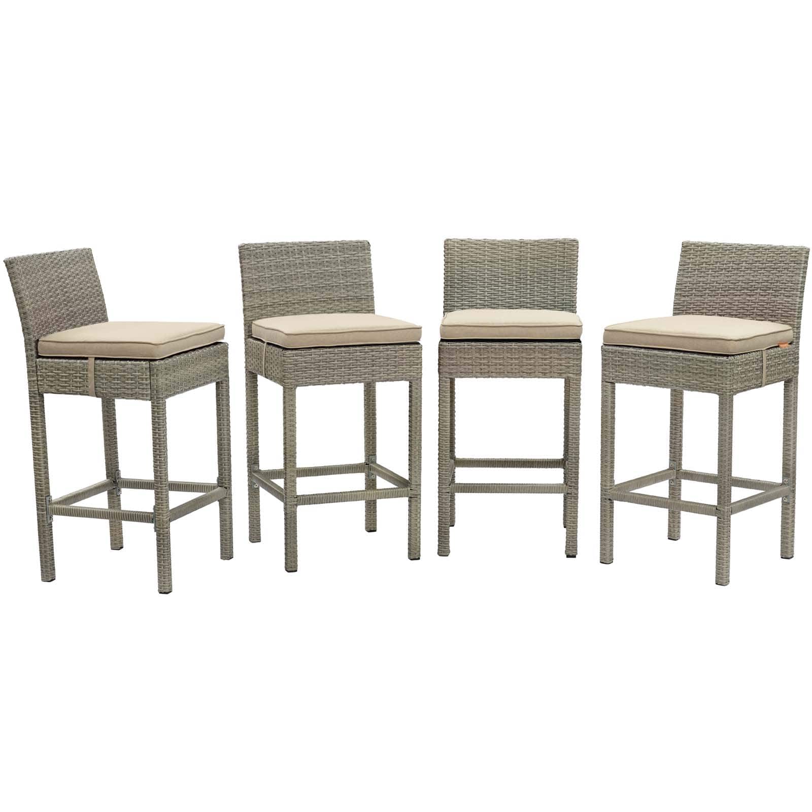 Modway Conduit Bar Stool Outdoor Patio Wicker Rattan Set of 4-EEI-3602 | Bar Stools