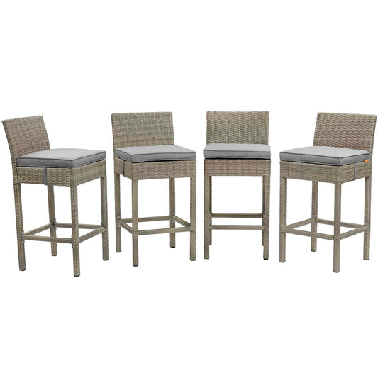 Modway Conduit Bar Stool Outdoor Patio Wicker Rattan Set of 4-EEI-3602 | Bar Stools | 